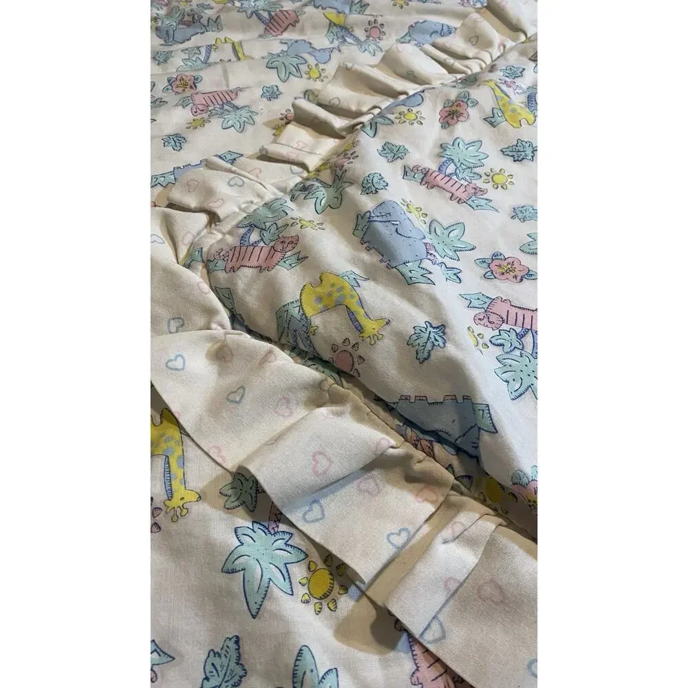 Vintage Novelty Crib Baby Coverlet Safari Jungle Animals Quilt Blanket 43”x33”